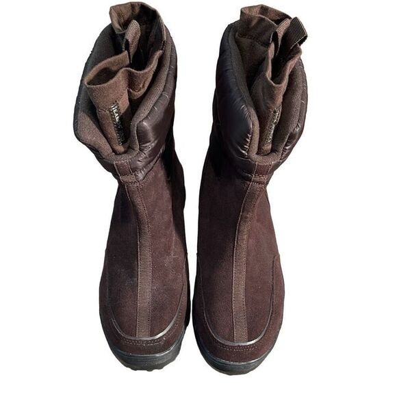 Lands' End‎ Womens Suede Quilted Commuter Winter Snow Boots Brown Size 7B - Picture 2 of 8